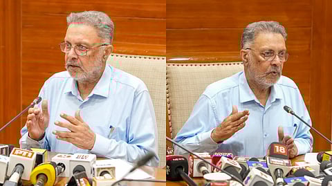 Dr Balbir Singh briefing media on healthcare scheme