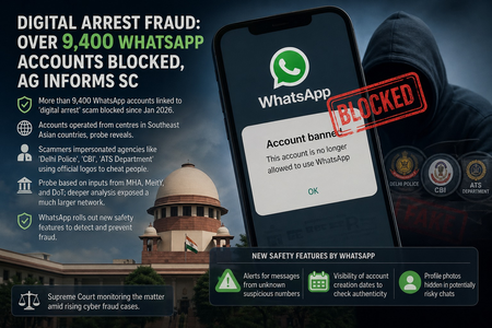 Digital arrest fraud: Over 9,400 WhatsApp accounts blocked, Centre tells SC