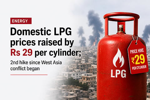 Domestic LPG price hiked by Rs 29 per cylinder, second rise since West Asia conflict