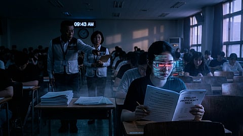 Using AI glasses to cheat on a language test