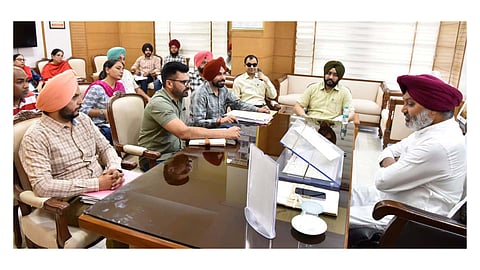 Harpal Singh Cheema in a meeting