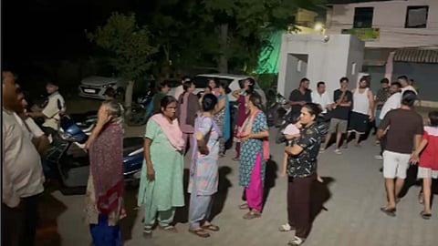 Crowd gathered at the spot of incident