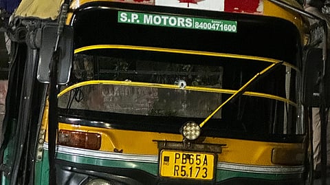Bullet marks on the rickshaw