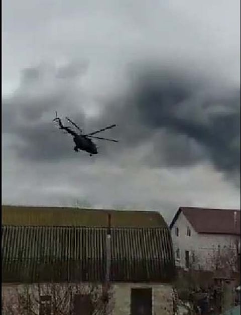 Chilling footage shows Russian helicopter gunships firing attacking Ukraine airport