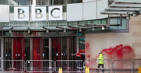 BBC office defaced with red paint after media house refuse to call Hamas as terrorists; Video