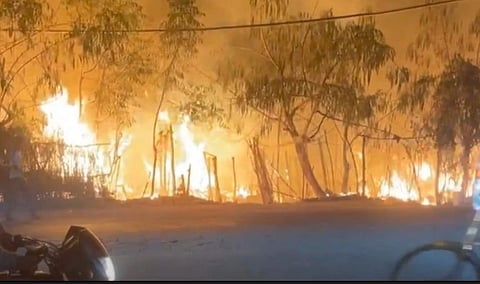 A massive fire broke out in the slums outside RCF in Kapurthala.