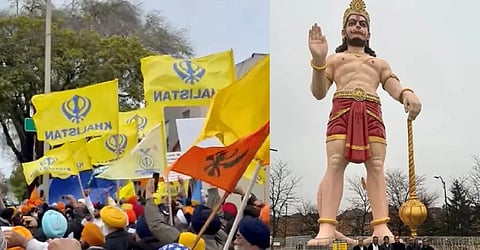 Khalistani supporters insult Tricolour, set flag on fire, raise questions on installation of Hanuman ji's statue