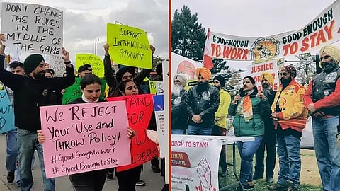 Punjabi students protest Canada, Good Enough to work Good enough to stay protest, Canada Students Protest, Canada Indians Work Permit