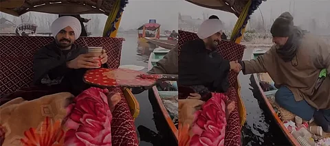 Diljit Dosanjh Enjoys Kahwa on Dal Lake, Admires Kashmir's Beauty