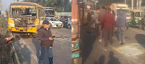 Car and school bus collide on Chandigarh road in Ludhiana; 3 injured