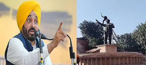 Punjab CM Mann, Ambedkar Statue Vandalise Amritsar