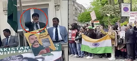 Pakistan London, Pakistan Embassy London India Protest, Pakistan Diplomat Slit Throat Indians, Pakistan Embassy Diplomat London Viral Video
