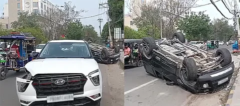 2 SUVs collide near Guru Nanak Mission Chowk in Jalandhar; Scorpio overturns 3 times