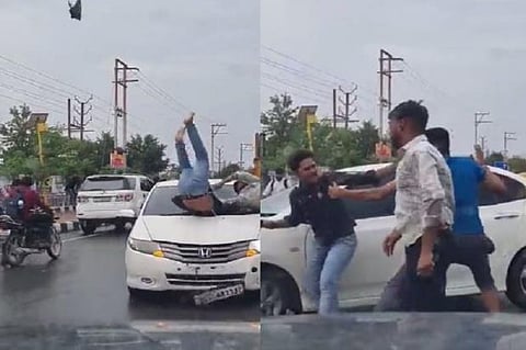 Ghaziabad Video: Visuals of two men resume fight after being hit by a car from a scuffle goes viral: Watch Here