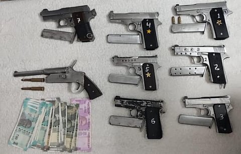 Punjab police arrest two rajasthan-based weapon smugglers from fazilka; 8 pistols, fake currency recovered