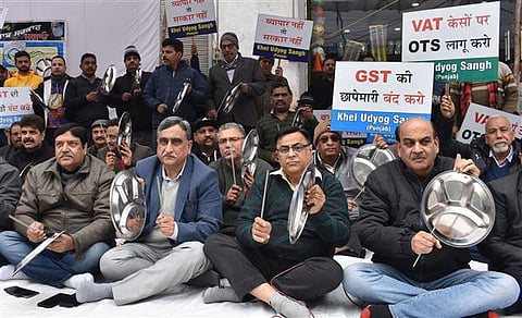 Jalandhar sports market association stages protest against the government as the spree of GST raids continues; Watch