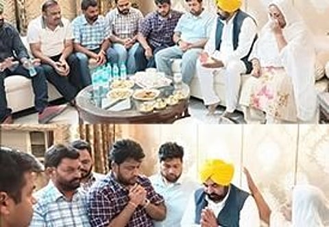 CM Bhagwant Mann pays tribute to Late Punjabi Singer Surinder Shinda with a heartfelt visit to his house