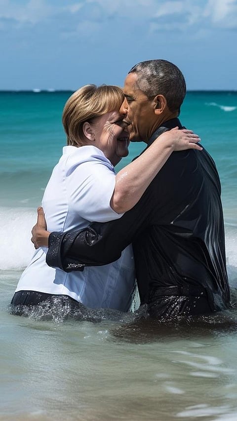 Obama and Merkel enjoy at beach in AI-generated pics