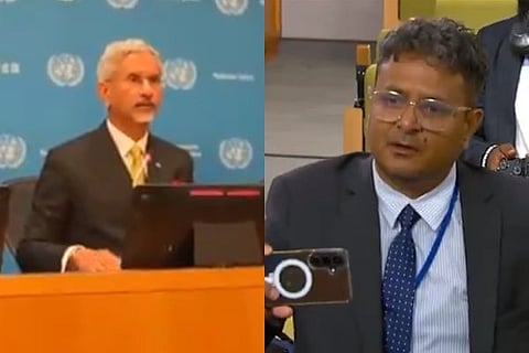 External Affairs Minister S. Jaishankar gave a bold retort to a Pakistani journalist's baseless allegation at the United Nations, stating, "This question comes from a terrorist state."