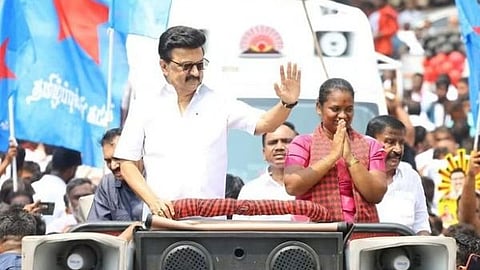 ಮಾಜಿ ಸಿಎಂ ಎಂ.ಕೆ.ಸ್ಟಾಲಿನ್ ಉಪ ಚುನಾವಣೆ ಪ್ರಚಾರ ನಡೆಸುತ್ತಿರುವುದು.