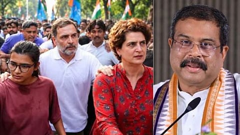 Dharmendra Pradhan lashes out against a statement made by AISA President Neha Bora in Delhi.