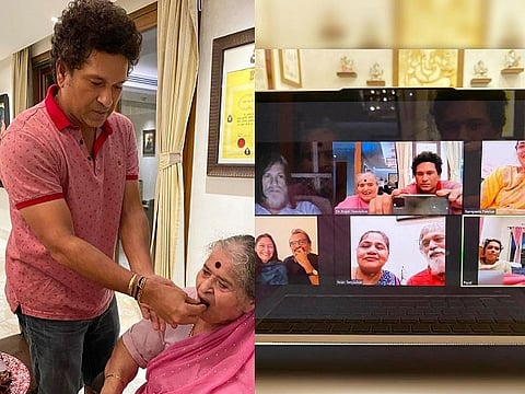 sachin celebrated his mother birthday