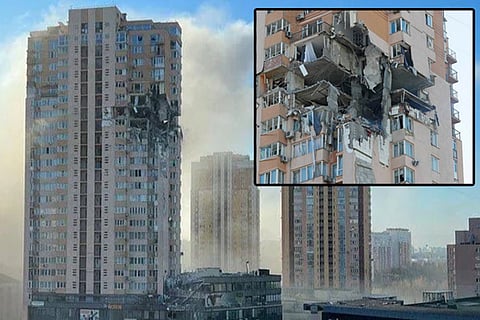 Russian missile hits high-rise residential building in Ukraines capital