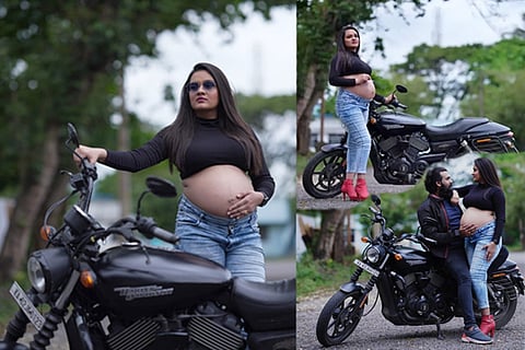 Harley Davidson bike baby pump photoshoot