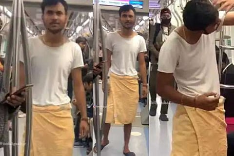 Man travels in Delhi Metro wearing a TOWEL, leaves netizens in splits