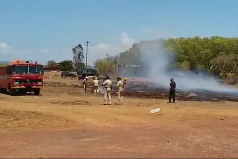 A fire broke out near the helipad where DK Shivakumar landed