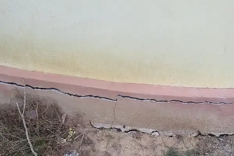 Crack in Katur panchayat Building Base