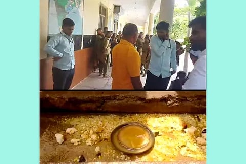 Students protested by spilling food