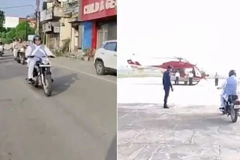 Haryana CM Manohar Lal Khattar rides motorcycle on car-free day in Karnal to check pollution