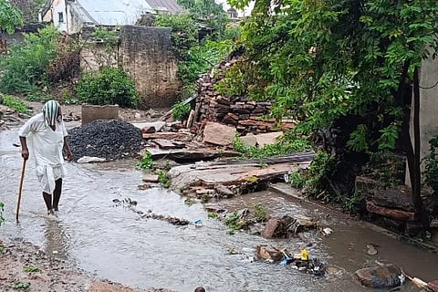 The area is full of dirty water