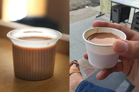 tea plastic cup road side