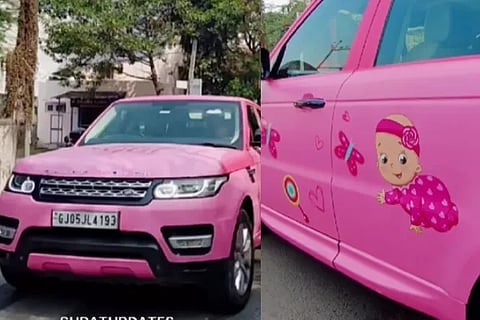Gujarat Man Wraps Range Rover In Pink To Celebrate Birth Of Daughter