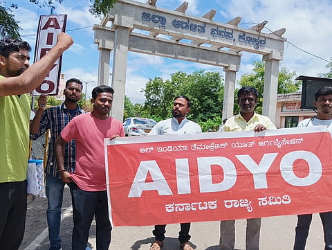 AIDYO protest NET exam scam koppal