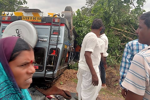 Fifteen people were injured as the cruiser overturned