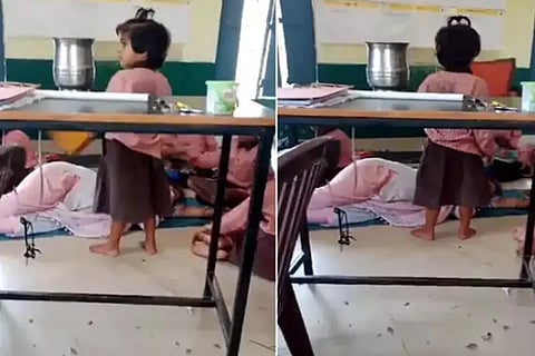 teacher fell asleep inside the class and the children were sitting there blowing air