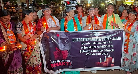 BJP Mahila Morcha Candle March in Bidar
