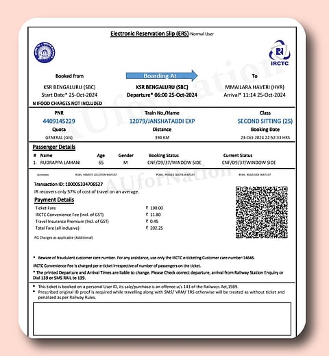 25 Rudrappa Lamani Railway Ticket