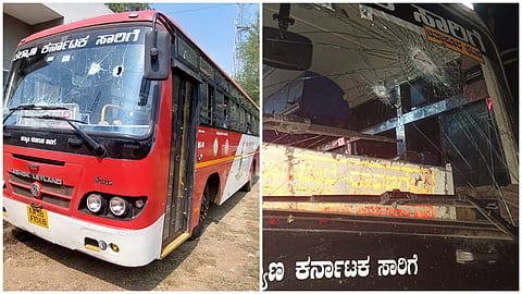 stones throw on busses raichur