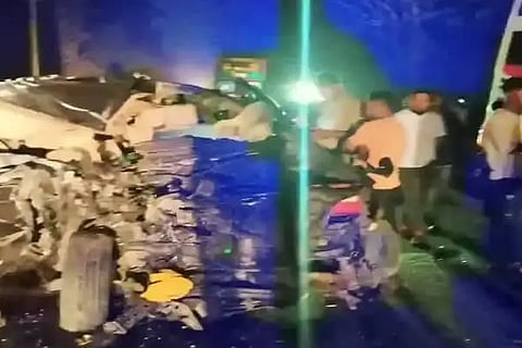 Bus overturned