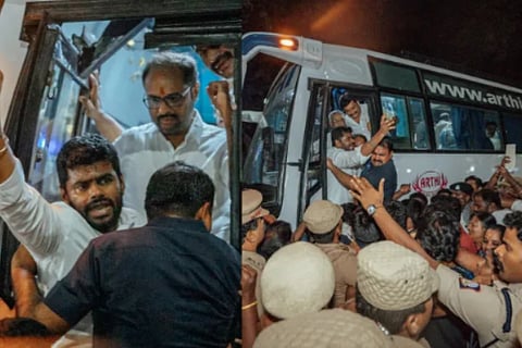Tamil Nadu BJP chief Annamalai and other party leaders arrested for protest against glorification of Coimbatore bomb blast mastermind SA Basha