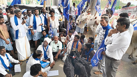Protest by the Our Land, Our Rights Struggle Committee activists Mandya