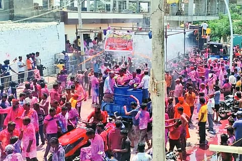 A festive curtain for the Holi festival