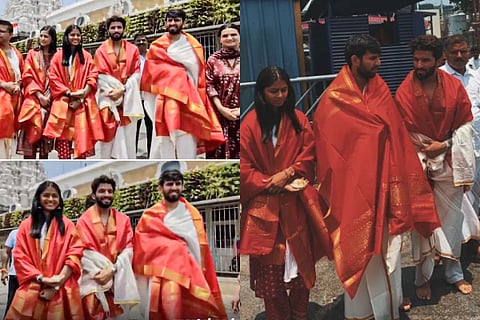 RCB stars Rajat Patidar Jitesh Sharma and Shreyanka Patil visited the Tirumala temple