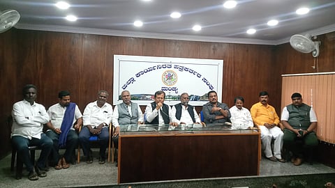 Former Minister H. Anjaneya press conference Mandya