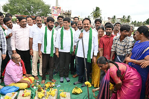 Bhumi Pooja for the construction of the Farmer Producer Company building Mandya