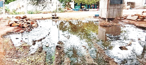 sewage around the drinking water borewell